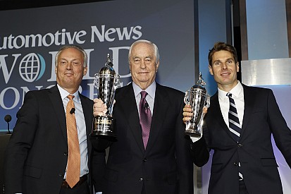 Indy 500 winners Power, Penske receive their “Baby Borgs”