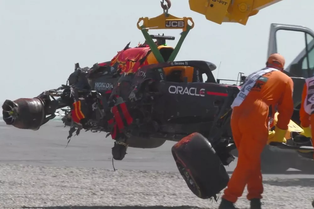 Voiture accident&eacute;e de Max Verstappen