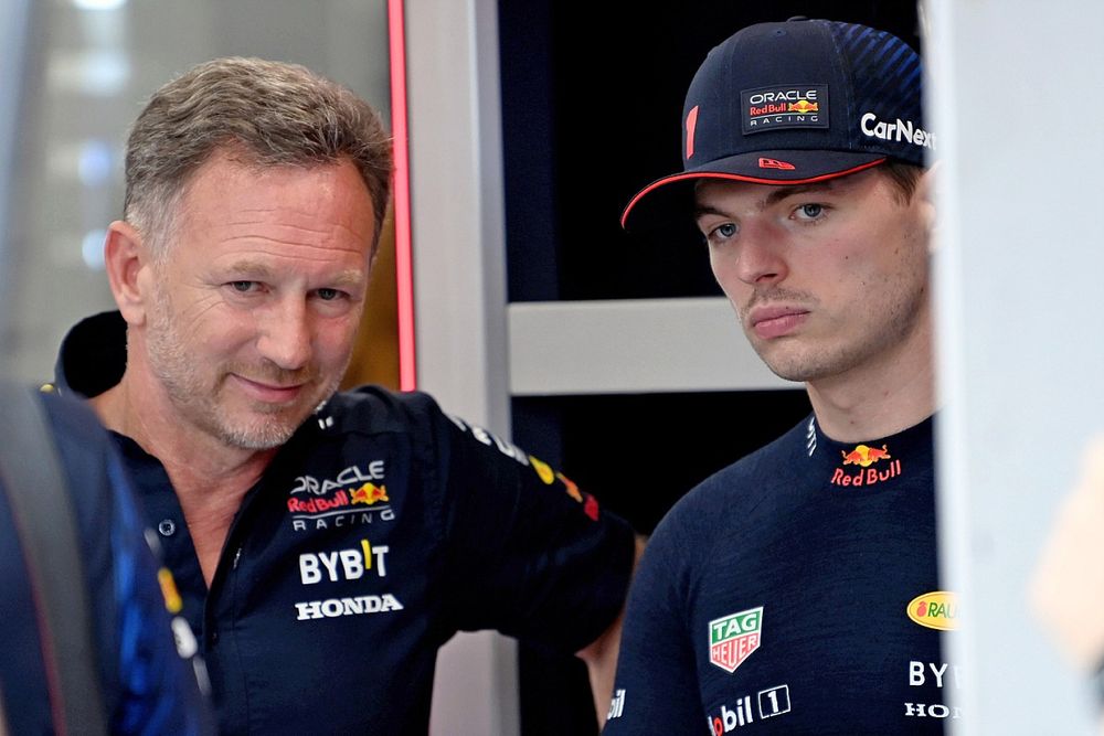 Christian Horner, director de Red Bull Racing, con Max Verstappen, Red Bull Racing