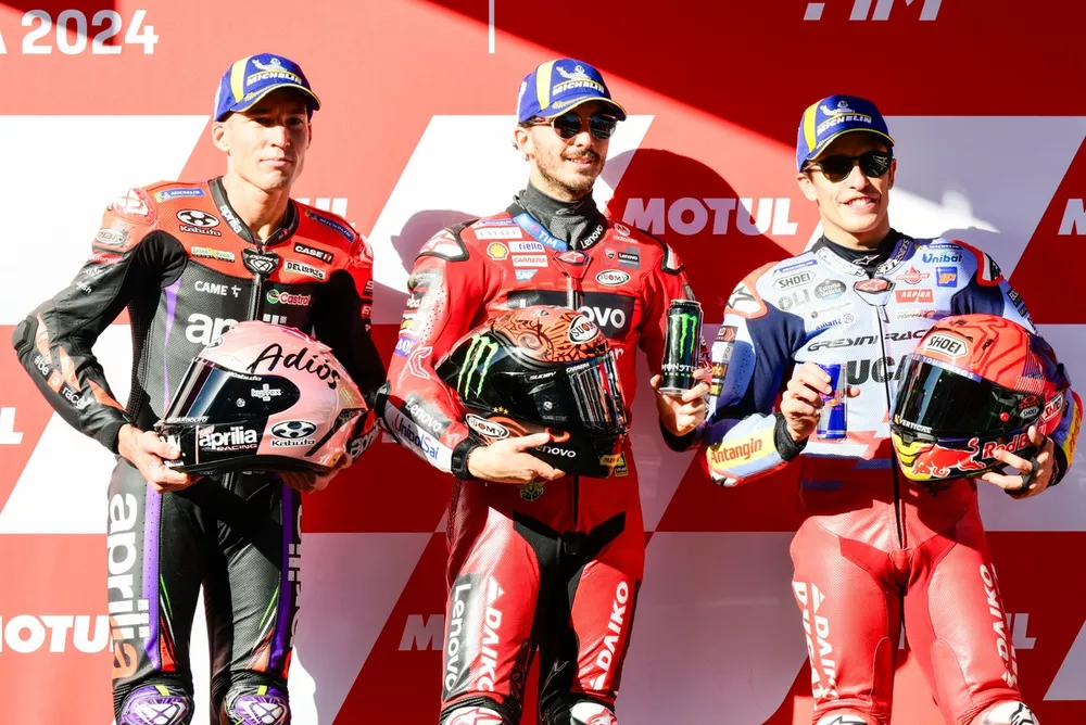 Francesco Bagnaia, Ducati Team, Aleix Espargaro, Aprilia Racing Team, Marc Marquez, Gresini Racing