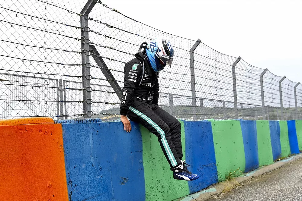 Valtteri Bottas, Mercedes, after crashing out at the start