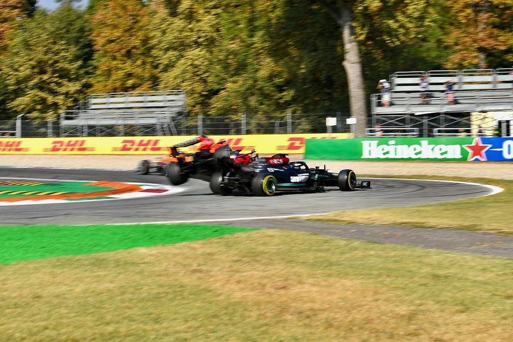 Lewis Hamilton, Mercedes W12 and Max Verstappen, Red Bull Racing RB16B collide