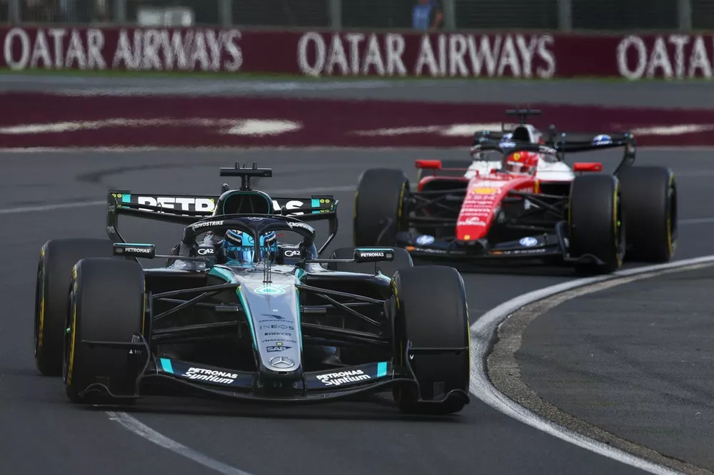 Charles Leclerc, Ferrari, George Russell, Mercedes