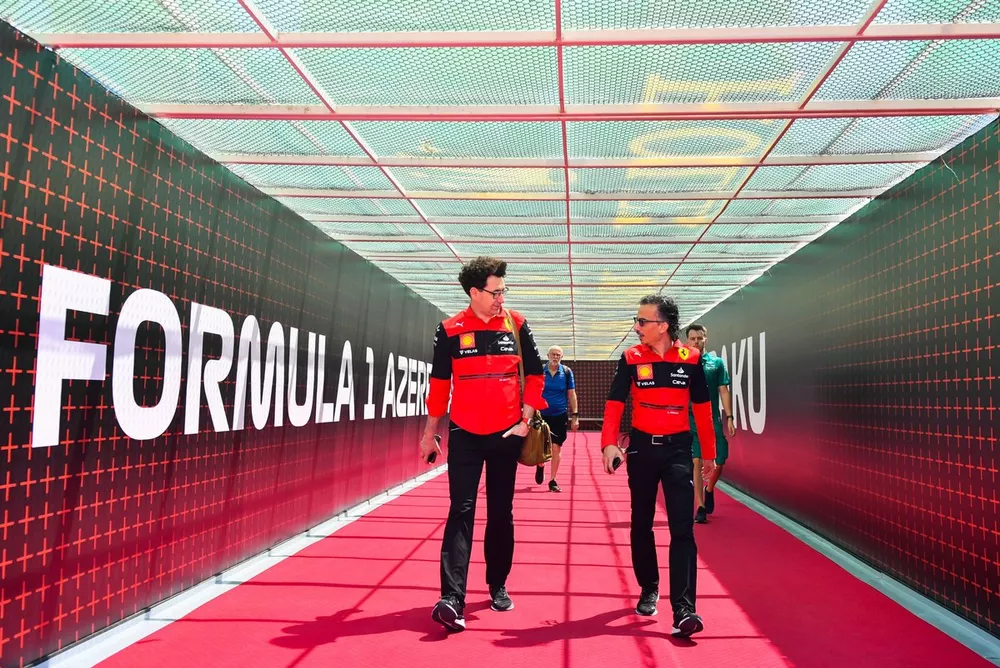 Mattia Binotto, Team Principal, Ferrari, and Laurent Mekies, Racing Director, Ferrari