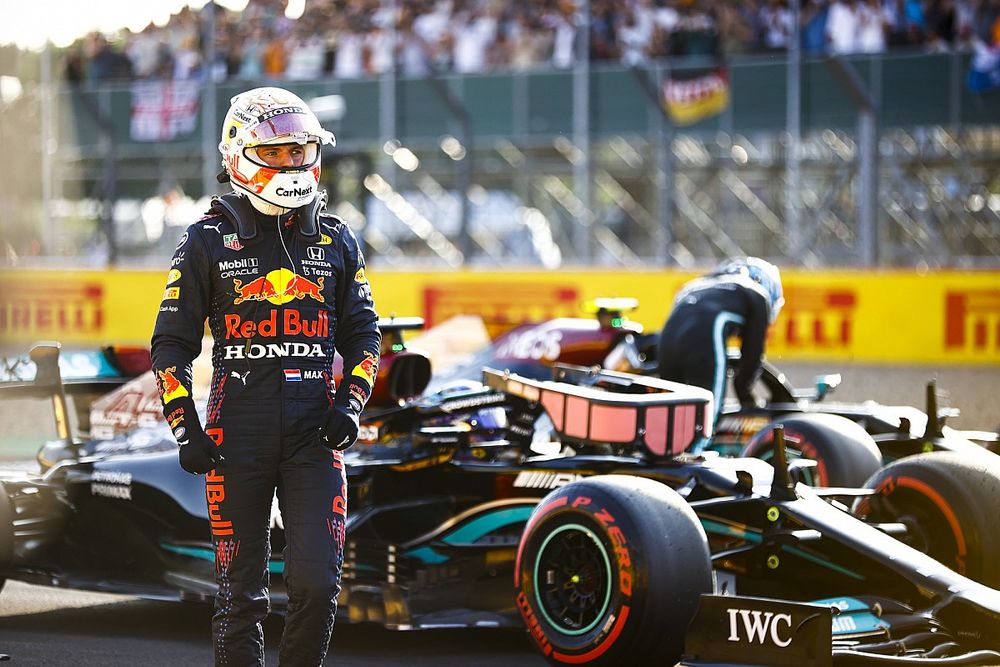 Max Verstappen, Red Bull Racing, arrives in Parc Ferme after Qualifying