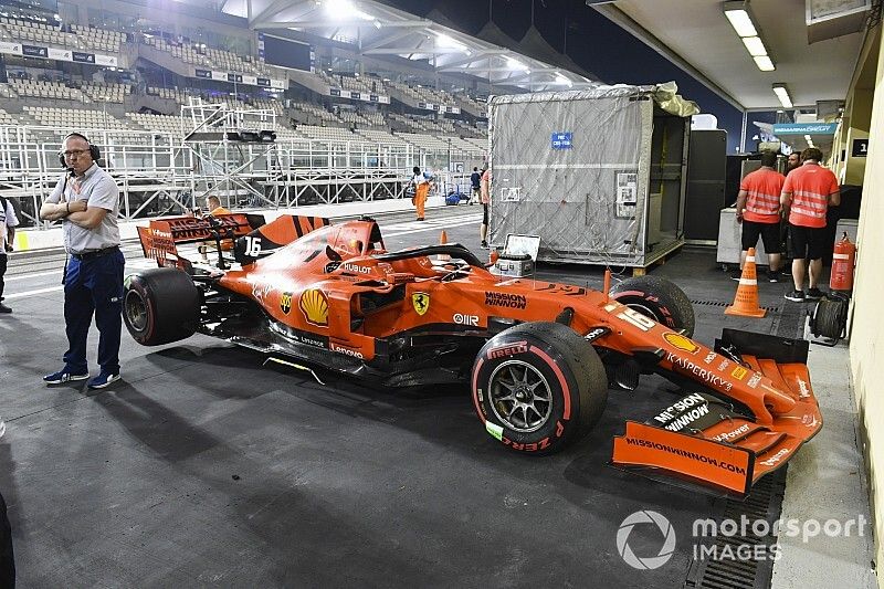 El monoplaza de Charles Leclerc Ferrari SF90 en parc ferme