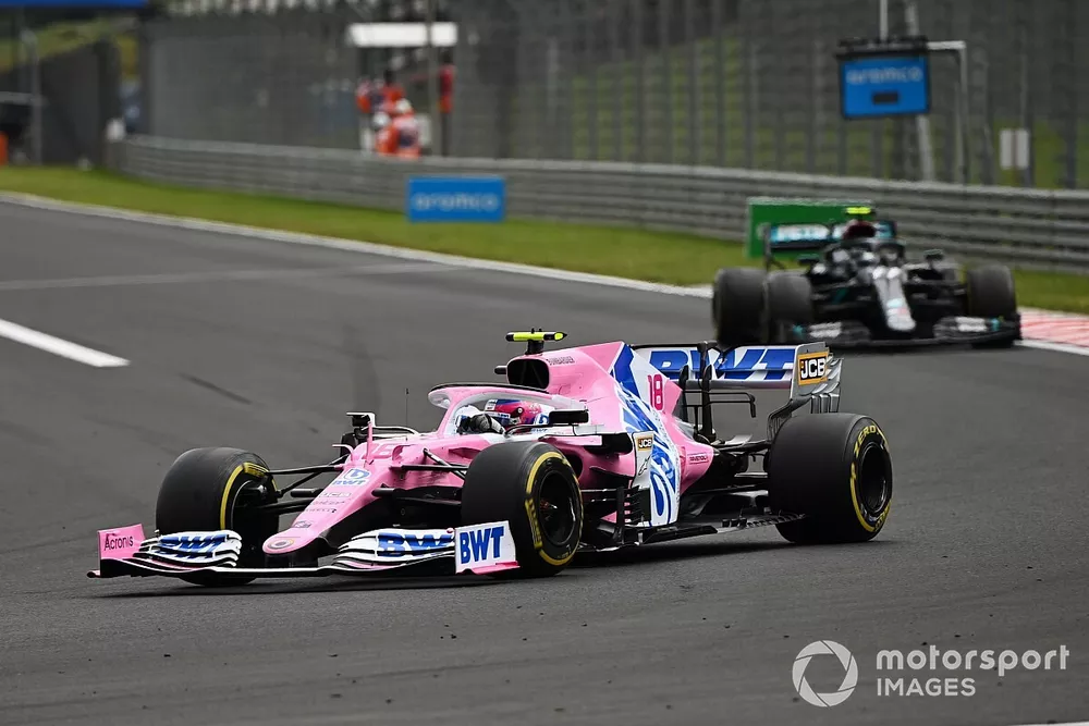 Lance Stroll, Racing Point RP20, leads Valtteri Bottas, Mercedes F1 W11