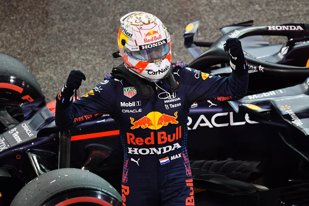 Pole man Max Verstappen, Red Bull Racing, celebrates