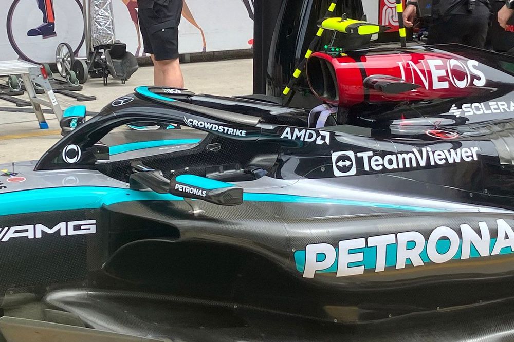 Detalle del halo del Mercedes F1 W15