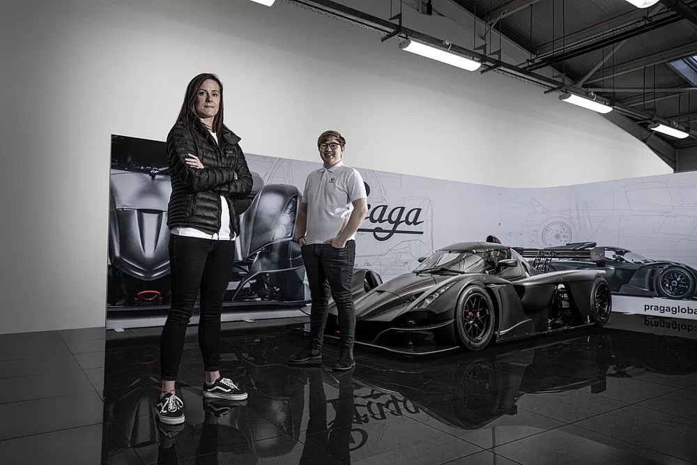 Abbie and Gordie with the Praga R1