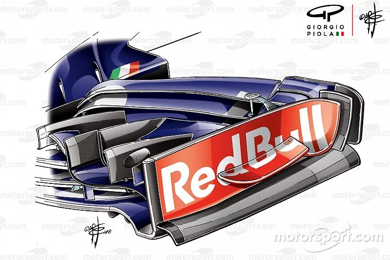D&eacute;rive de l'aileron avant de la Toro Rosso STR13, GP des &Eacute;tats-Unis