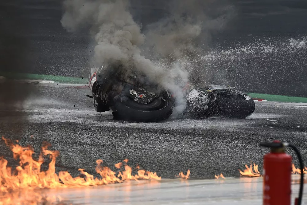 Incendio de las motos de Dani Pedrosa y Lorenzo Savadori
