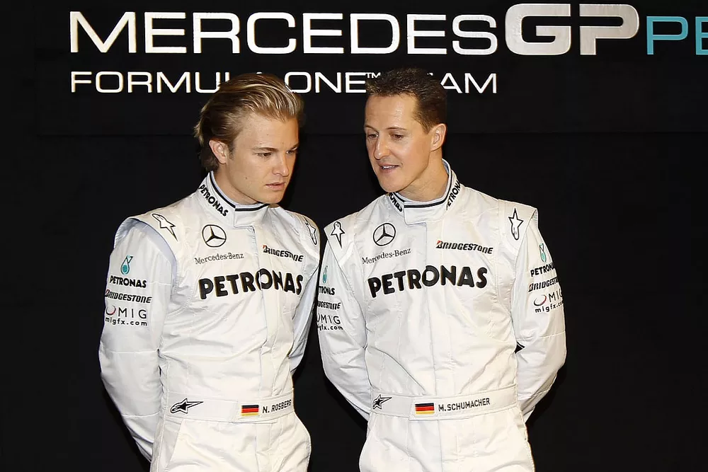 Nico Rosberg and Michael Schumacher