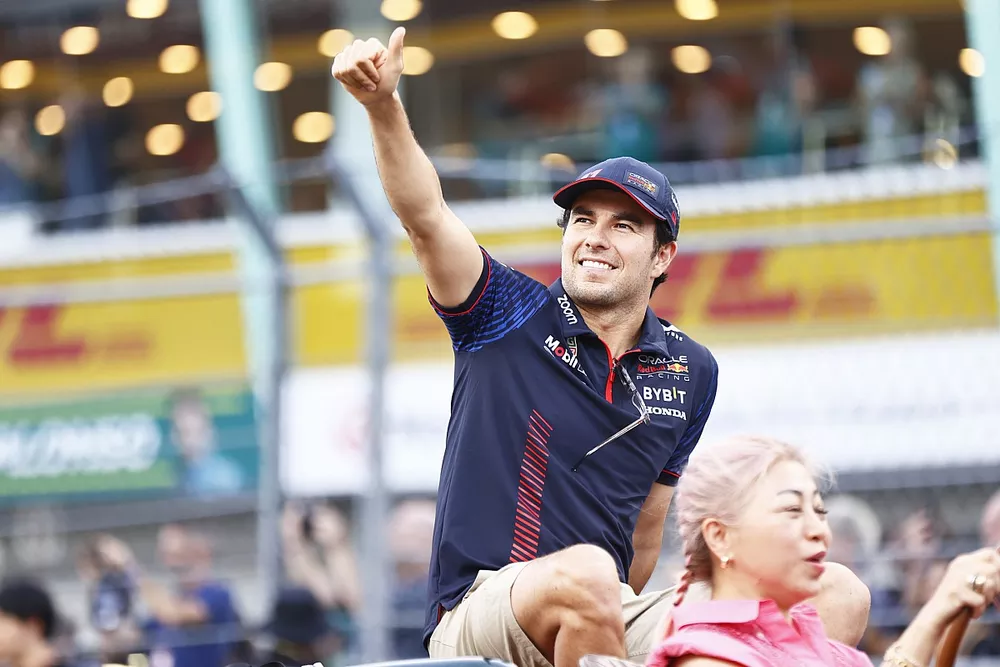 Sergio Perez, Red Bull Racing, in the drivers parade