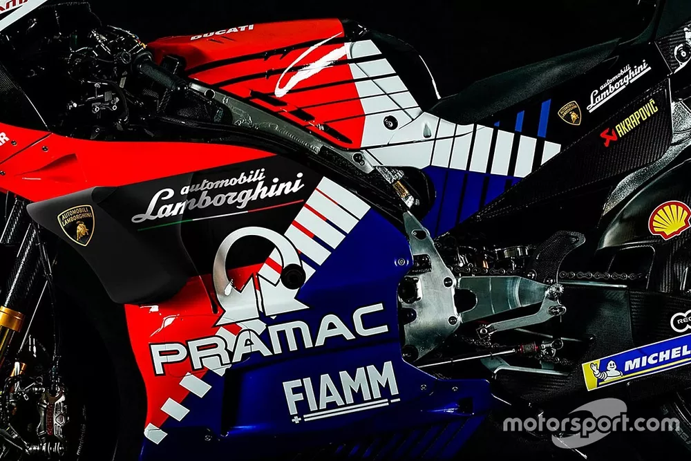 Le logo Lamborghini sur le carénage de la Pramac