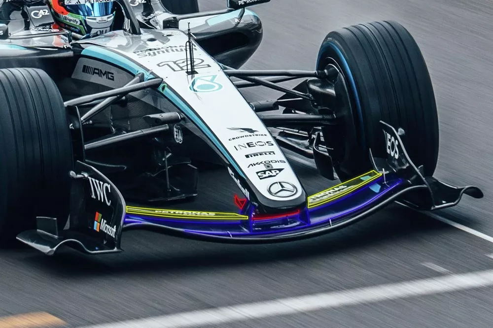 Dettaglio ala anteriore Mercedes W17