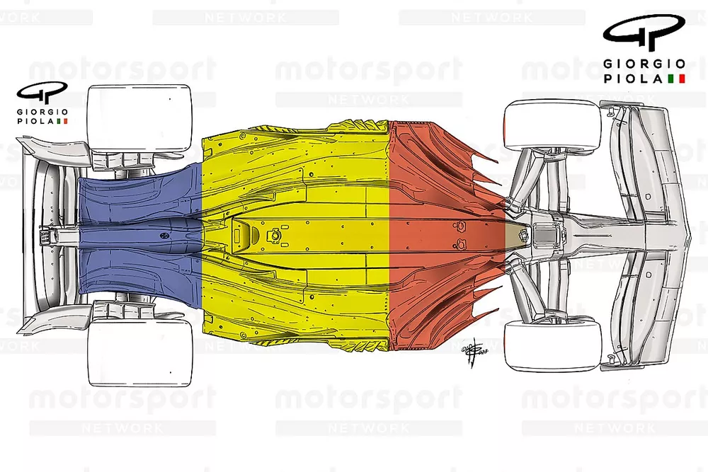 Mercedes W14, dettaglio del fondo