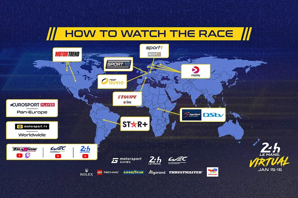 La diffusion des 24 Heures du Mans Virtuelles 2022 dans le monde entier