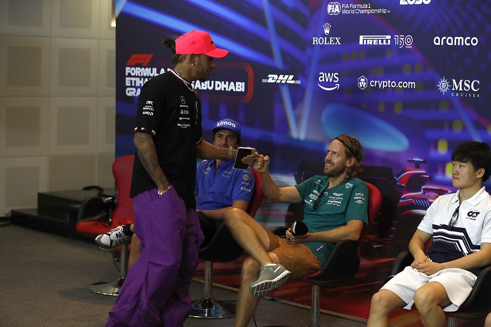 Lewis Hamilton, Mercedes AMG Fernando Alonso, Alpine F1 Team Sebastian Vettel, Aston Martin Yuki Tsunoda, Scuderia AlphaTauri 