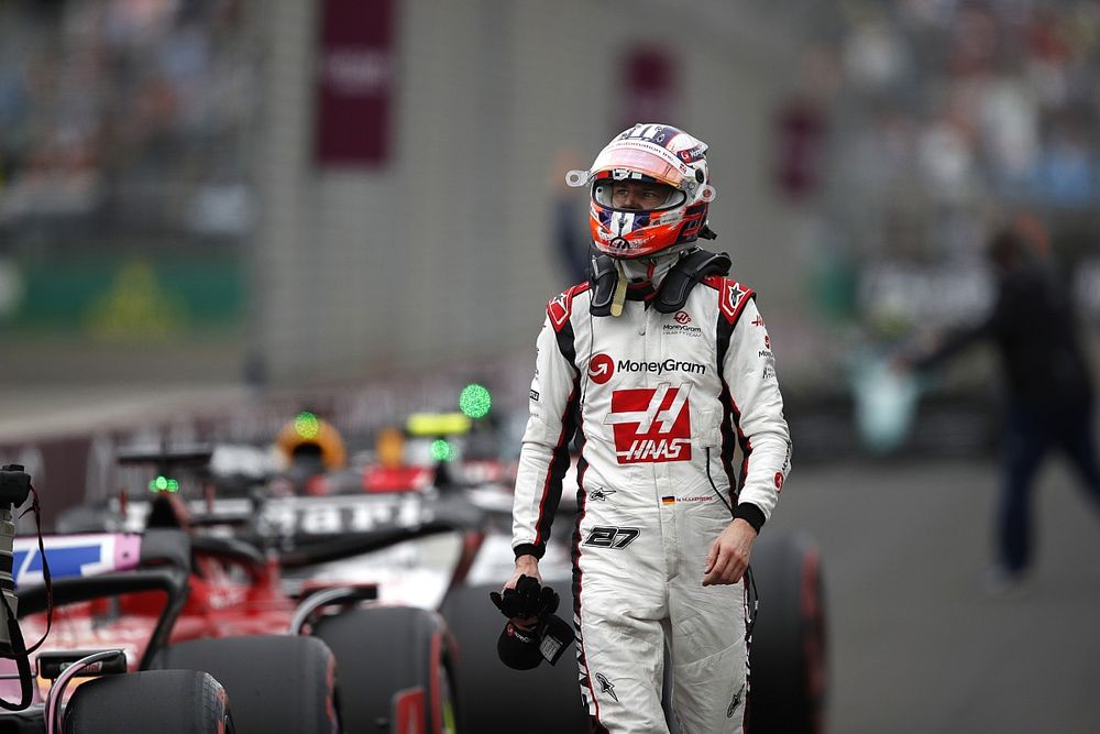 Nico Hulkenberg, Haas F1 Team, in Parc Ferme after Qualifying
