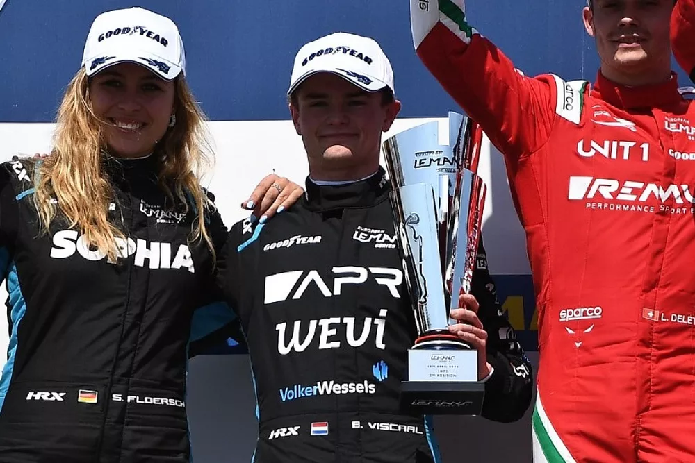 Bent Viscaal and Sophia Fl&ouml;rsch, ELMS 2022, Paul Ricard podium
