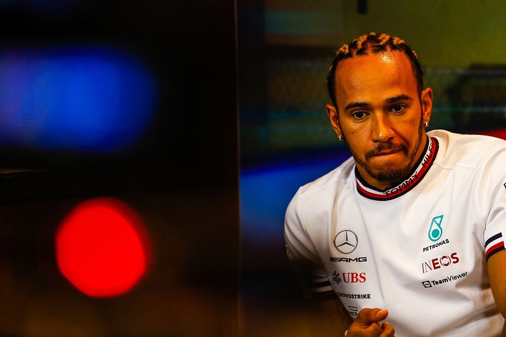 Lewis Hamilton, Mercedes-AMG, in the drivers' press conference