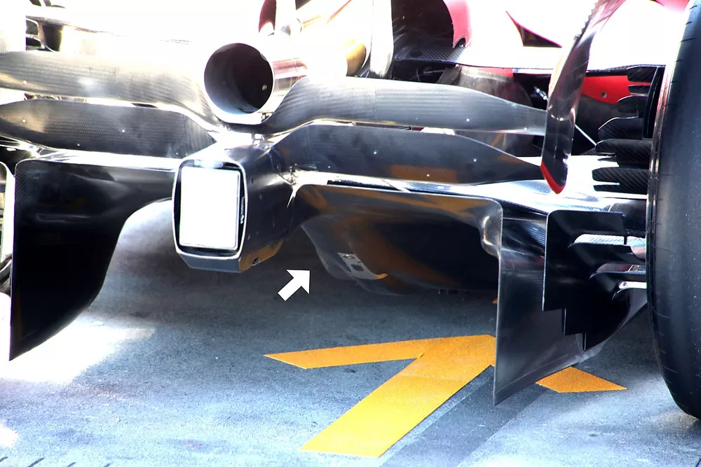Dettaglio del nuovo diffusore Ferrari F1-75 al GP d'Australia