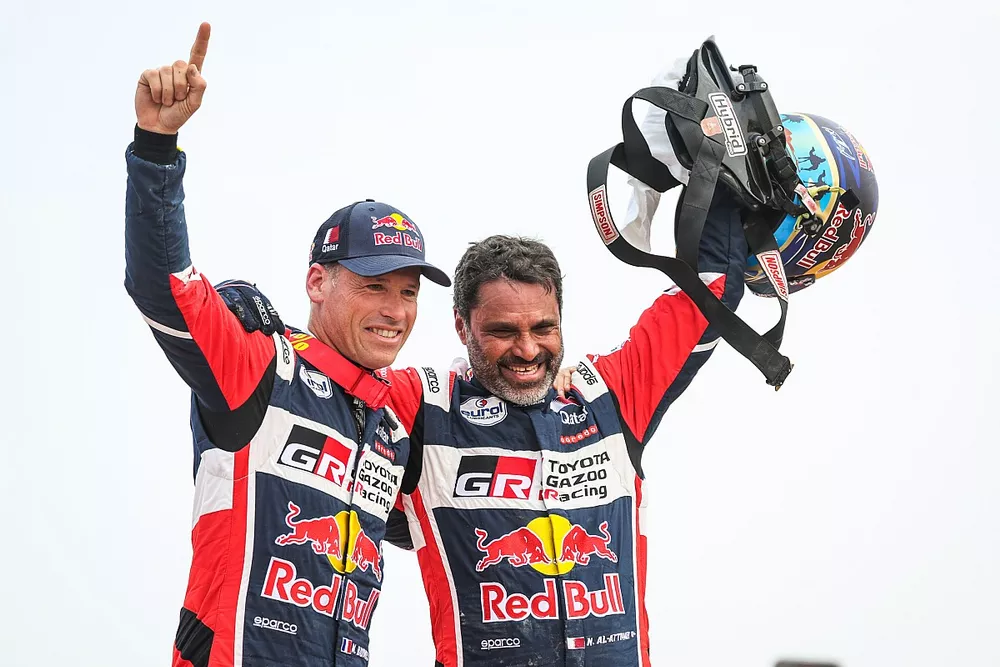 Les vainqueurs #200 Toyota Gazoo Racing Toyota: Nasser Al-Attiyah, Mathieu Baumel