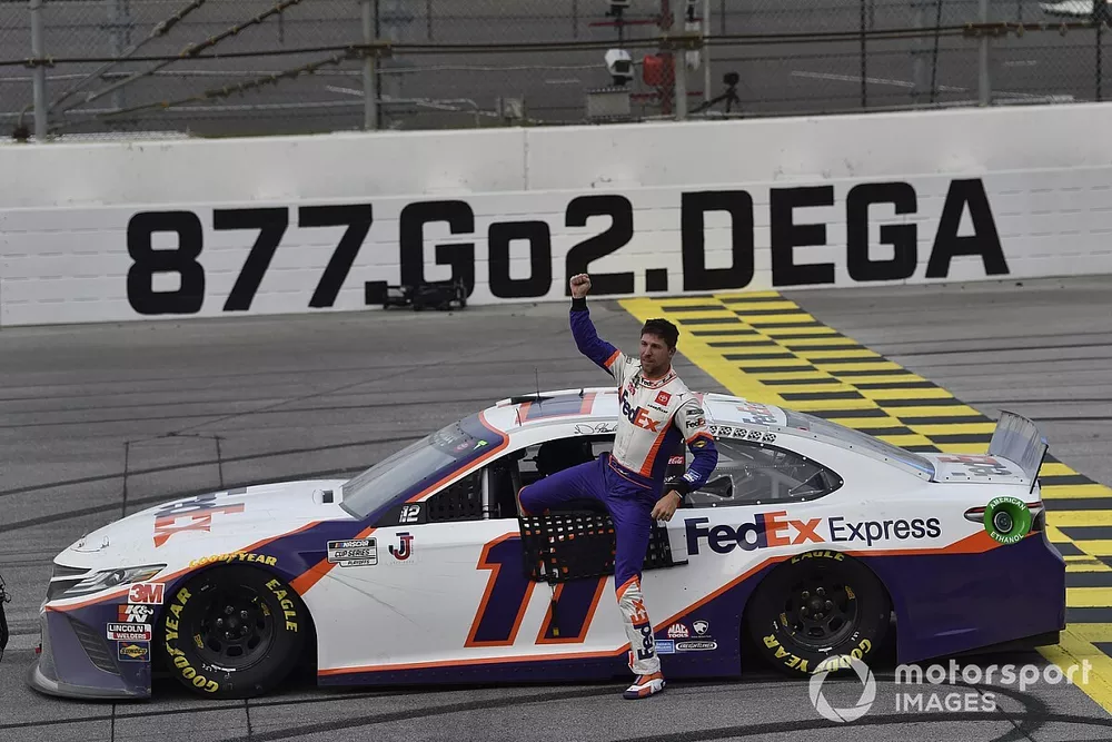 Race winner Denny Hamlin, Joe Gibbs Racing, Toyota Camry