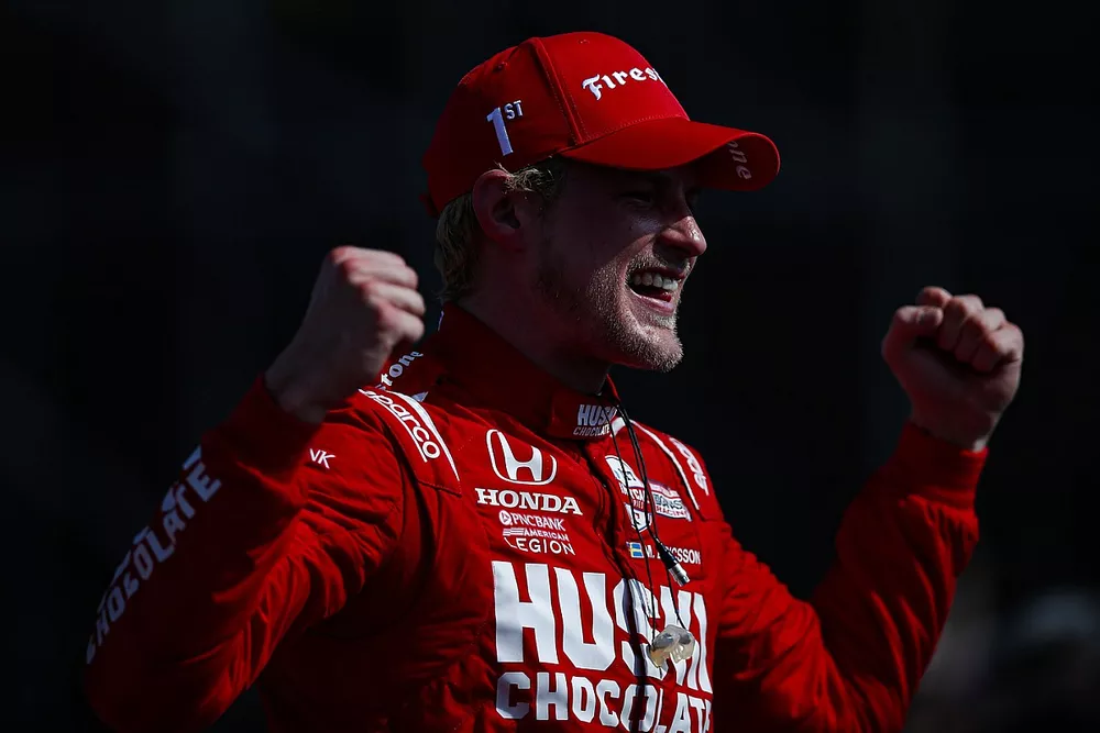 Marcus Ericsson, Chip Ganassi Racing Honda, Race Winner, Celebration