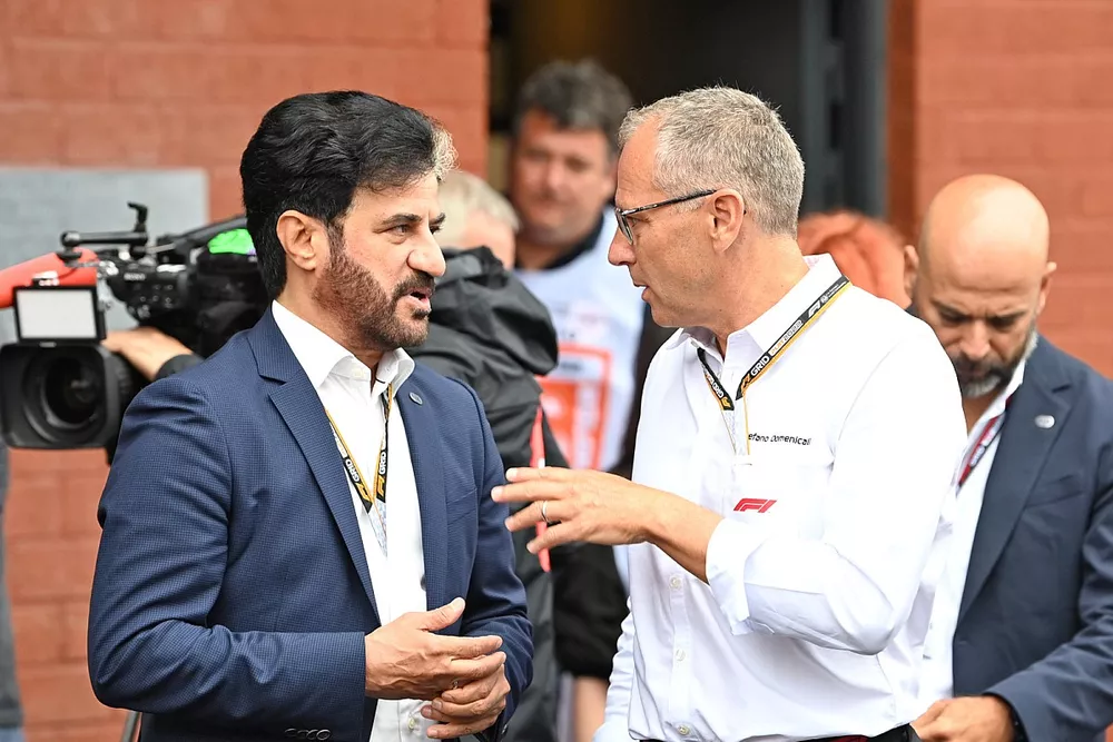 Mohammed bin Sulayem, President, FIA with Stefano Domenicali, CEO, Formula 1 