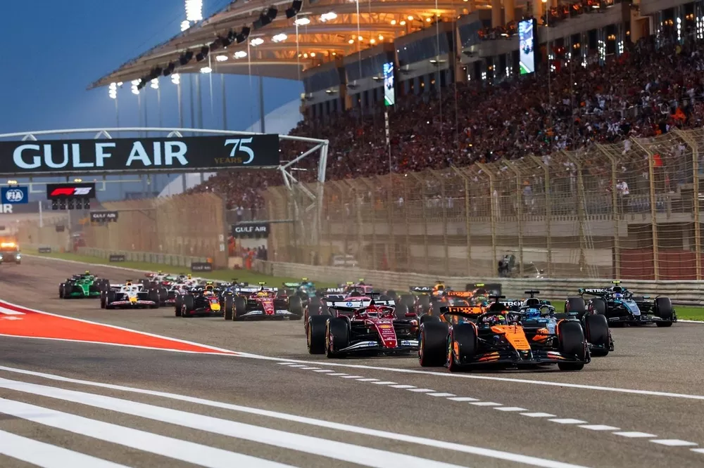 Charles Leclerc, Ferrari, Lando Norris, McLaren, Oscar Piastri, McLaren, George Russell, Mercedes