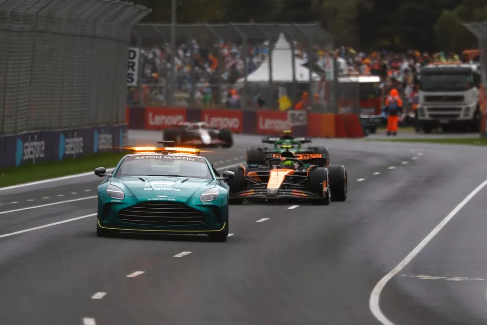 Lando Norris, McLaren behind the safety car