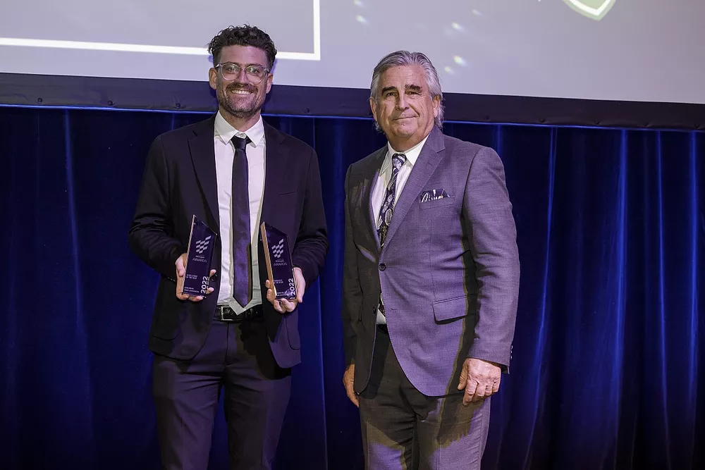 Andrew van Leeuwen, Australian editor, and Jon Thompson, Motorsport Australia board member