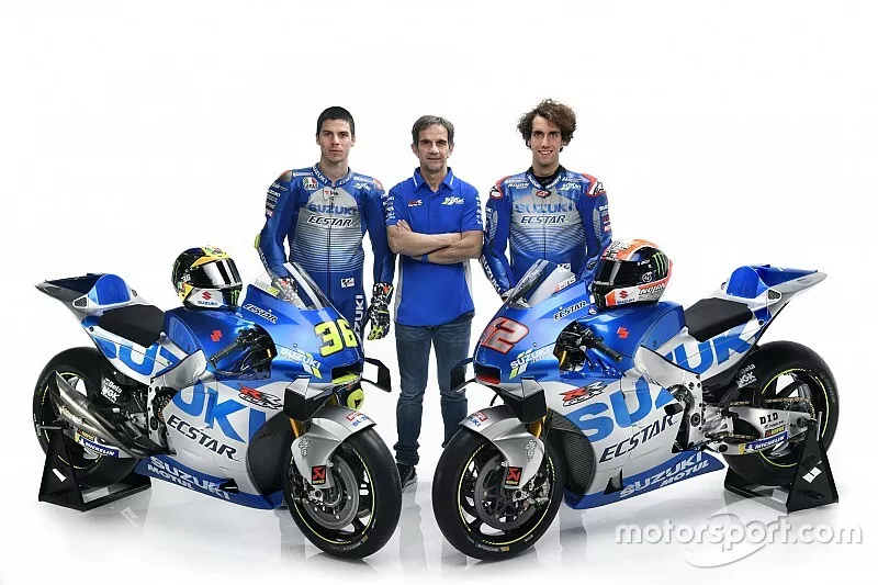 Joan Mir, Alex Rins, Team Suzuki MotoGP et Davide Brivio, Team manager du Team Suzuki MotoGP