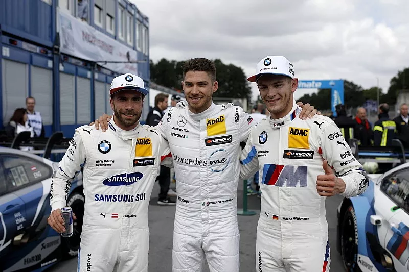 Top 3 en clasificaci&oacute;n: Edoardo Mortara, Mercedes-AMG Team HWA, Philipp Eng, BMW Team RBM, Marco Wittmann, BMW Team RMG