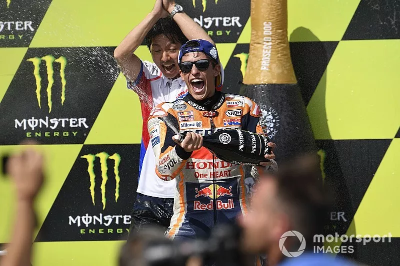 Podio: Marc Márquez, ganador de la carrera, Repsol Honda Team
