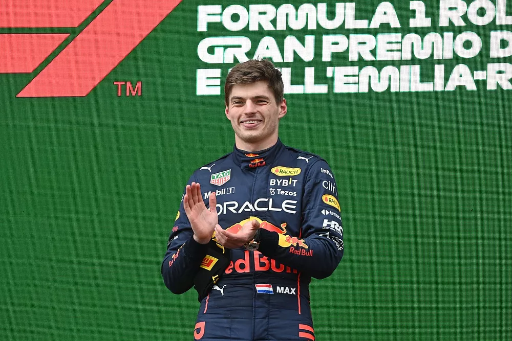 Podio: ganador Max Verstappen, Red Bull Racing