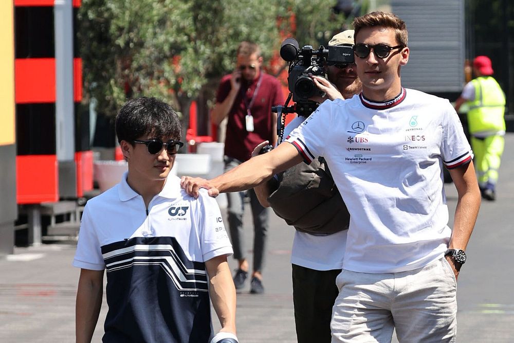 Yuki Tsunoda, Scuderia AlphaTauri, George Russell, Mercedes-AMG