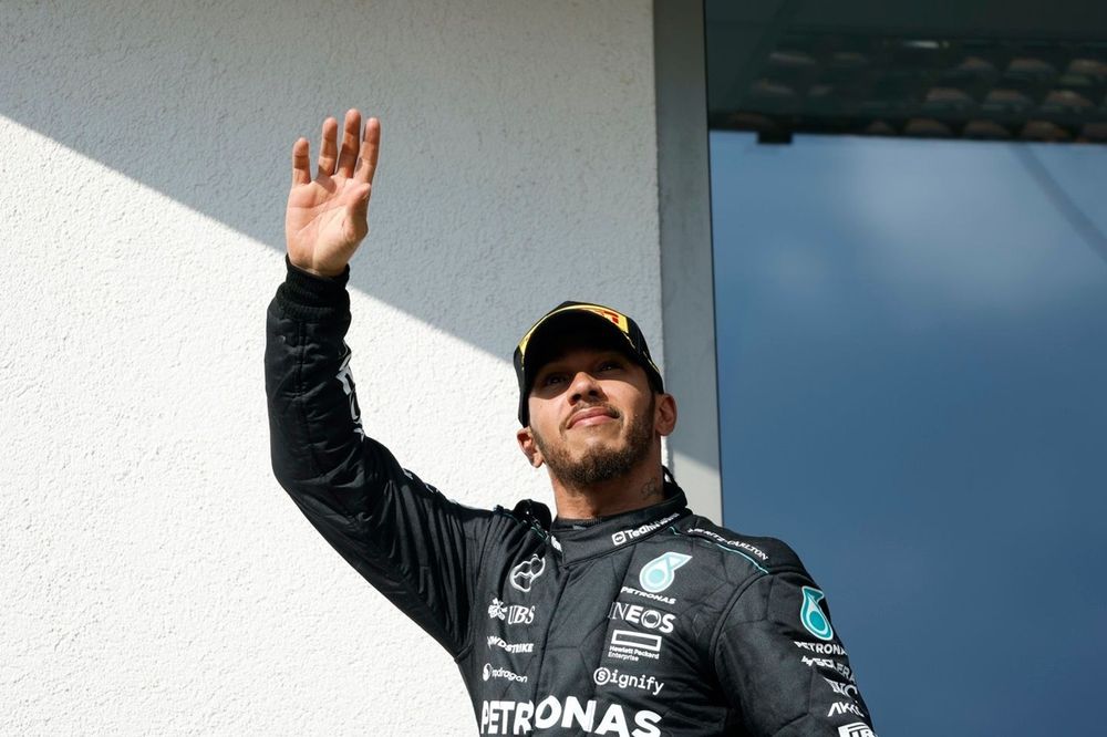 Lewis Hamilton, Mercedes-AMG F1 Team, 3rd position, heads on to the podium