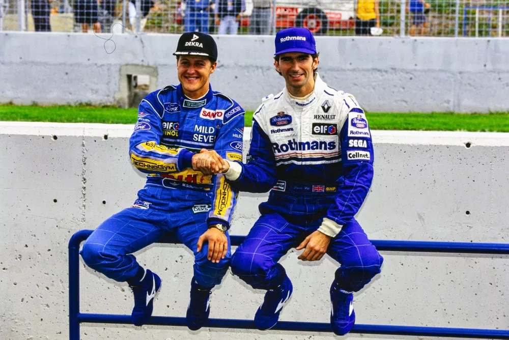 Michael Schumacher, Benetton y Damon Hill, Williams