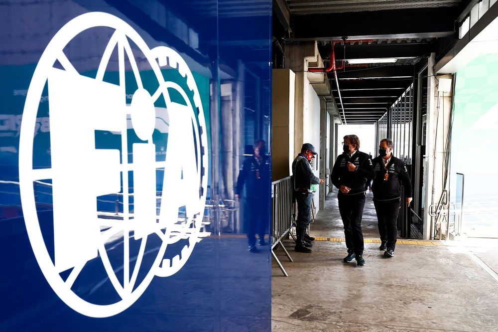 Mercedes representatives including Ron Meadows, Sporting Director, Mercedes AMG, visit the FIA stewards