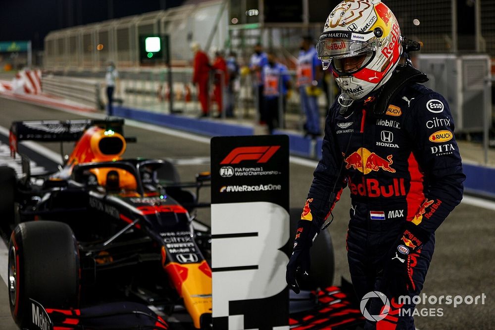 Max Verstappen, Red Bull Racing, arrives in Parc Ferme after Qualifying