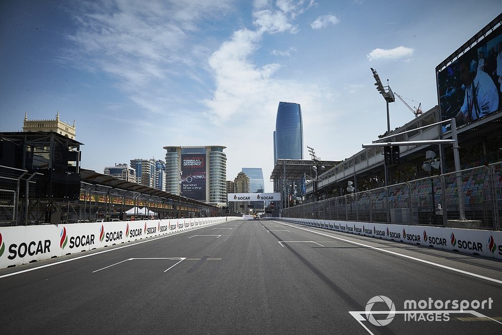 The Baku City Circuit pit straight