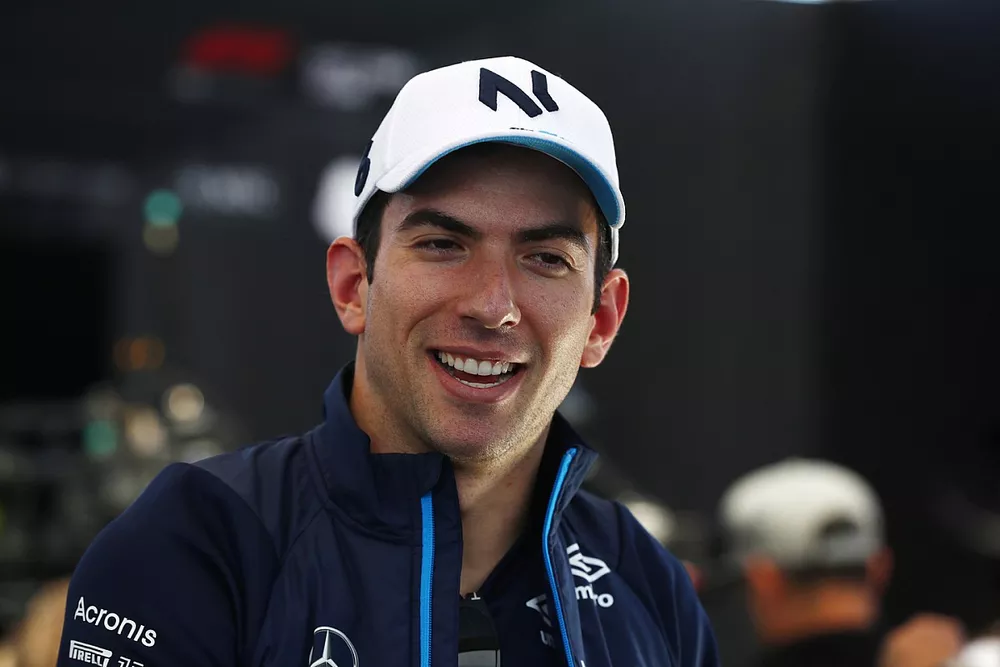 Nicholas Latifi, Williams Racing, speaks to the media