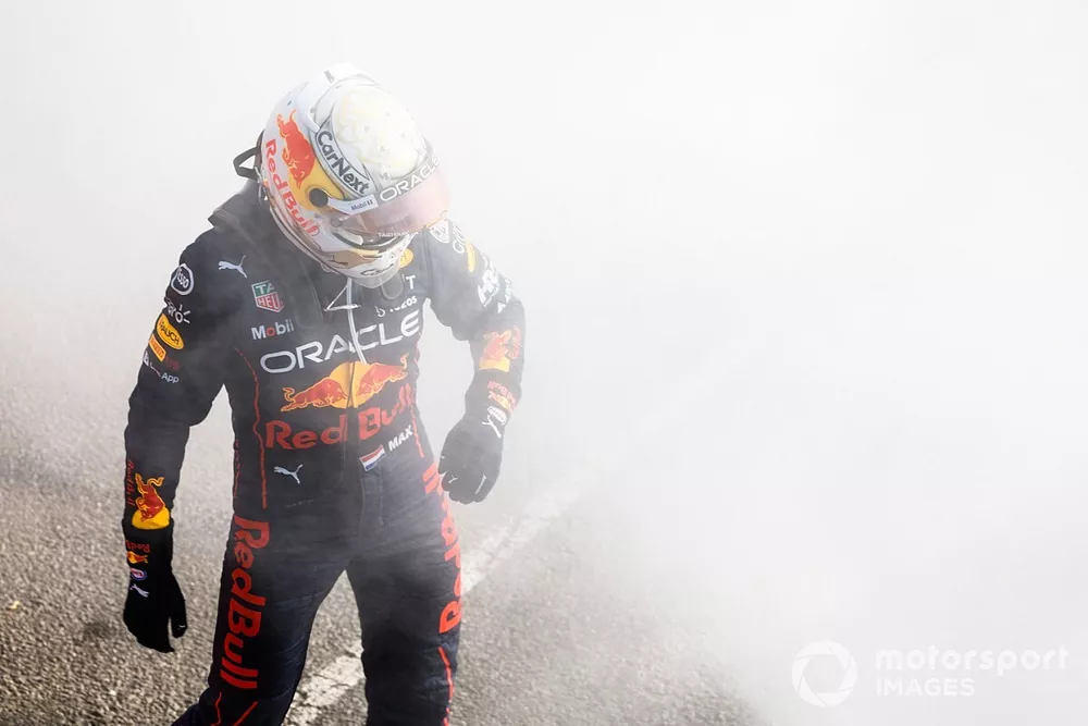 Max Verstappen, Red Bull Racing, after retiring from the race