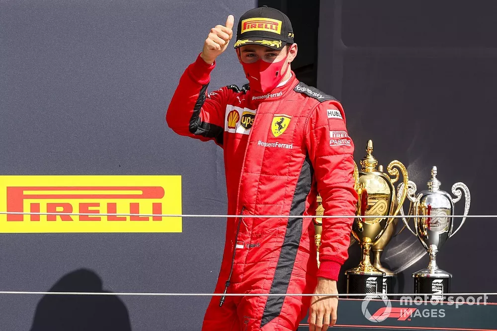 Charles Leclerc, Ferrari on the podium