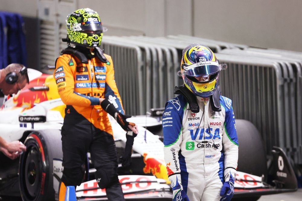 Lando Norris, McLaren, Isack Hadjar, Racing Bulls Team