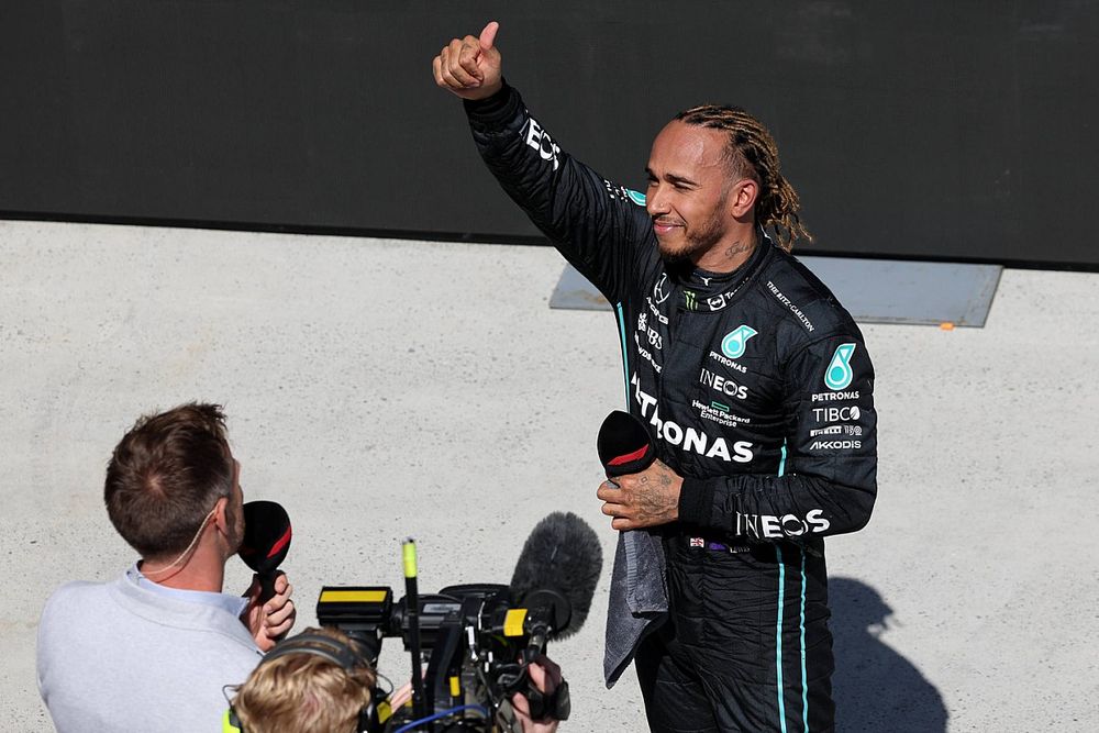 Lewis Hamilton, Mercedes-AMG, 3rd position, in Parc Ferme