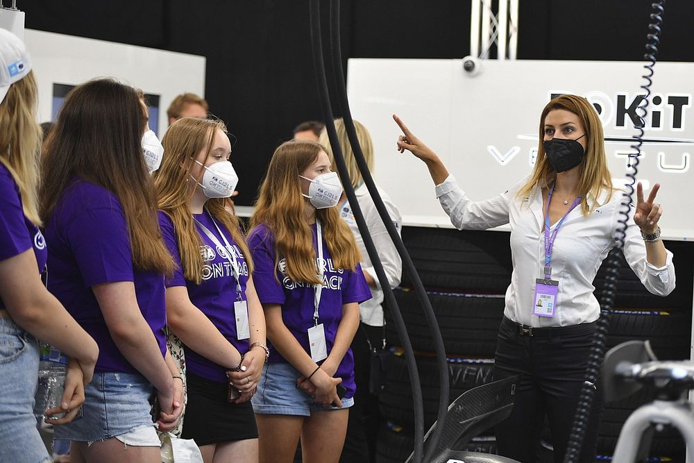 Girls on Track visit to teams garages in pit